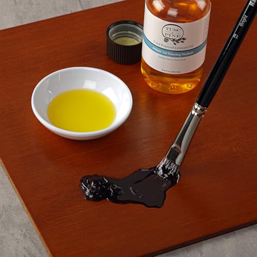 Tusc & Pine Cold Pressed Linseed Oil for Painting - 16.9 Oz Bottle - Professional Artists' Paint Medium, Enhance Flow & Translucency, Solvent Free Thinner, Refined in Small Batches in North Carolina - size: 16.9oz