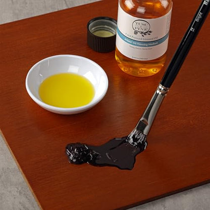 Tusc & Pine Cold Pressed Linseed Oil for Painting - 16.9 Oz Bottle - Professional Artists' Paint Medium, Enhance Flow & Translucency, Solvent Free Thinner, Refined in Small Batches in North Carolina - size: 16.9oz