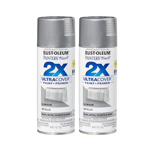 Rust-Oleum Painter's Touch 2X Ultra Cover Spray Paint, Metallic Aluminum - color: Metallic Aluminum, size: 12 Ounce (Pack of 2)