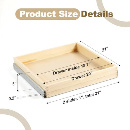 Soft Close Wood Pull Out Cabinet Drawer, 20", Fits 21"+ Opening - size: 20inch