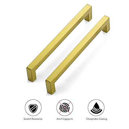 Ravinte Brushed Brass Kitchen Square Cabinet Handles 7-1/2 Inch 5 Pack - color: Brushed Brass