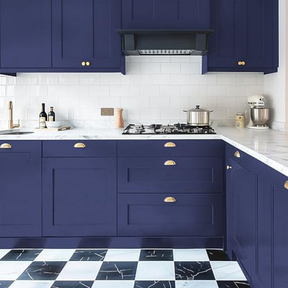 Blue Wallpaper Peel and Stick with Tools Removable Blue Matte Wall Paper - color: Blue, size: 17.7" x 118"