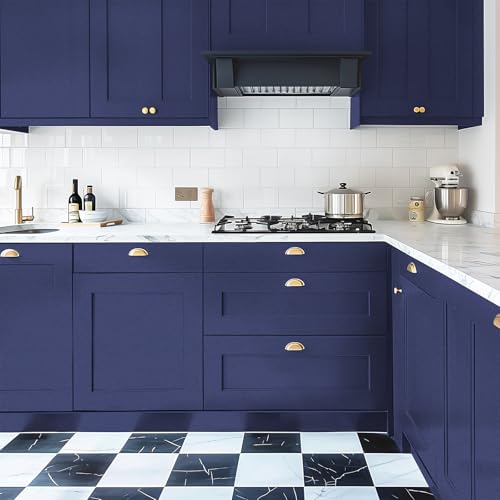 Blue Wallpaper Peel and Stick with Tools Removable Blue Matte Wall Paper - color: Blue, size: 17.7" x 393.7"