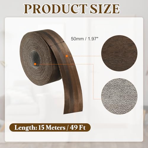 uxcell 2 Inch x 49ft Wood Veneer Edge Banding, Pre-Glued Flexible Eucalyptus Edging Strips, Iron on with Hot Melt Adhesive Wood Tape for Cabinet Repair and Furniture Restoration - size: 2 Inch x 49ft