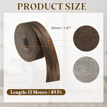 uxcell 2 Inch x 49ft Wood Veneer Edge Banding, Pre-Glued Flexible Eucalyptus Edging Strips, Iron on with Hot Melt Adhesive Wood Tape for Cabinet Repair and Furniture Restoration - size: 2 Inch x 49ft