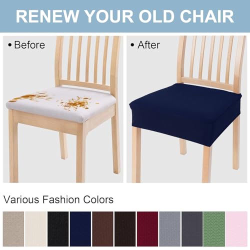 Smiry Stretch Jacquard Seat Covers for Dining Room Chairs Set of 2 - color: Federal Blue, size: Set of 2