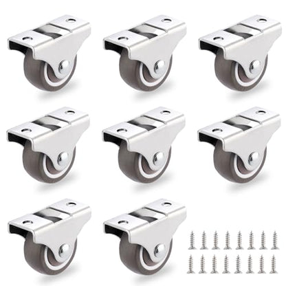 1" Mini Rigid Caster Wheels, Small Low-Profile Fixed Plate Casters,8‑Pack - style: 1.0 Inch Wheel