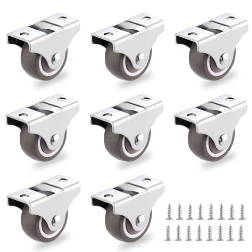1" Mini Rigid Caster Wheels, Small Low-Profile Fixed Plate Casters,8‑Pack - style: 1.0 Inch Wheel