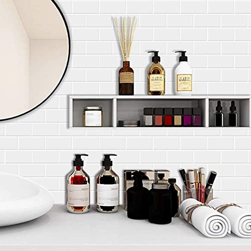 STICKGOO 10-Sheet Backsplash Peel and Stick Subway Tile, Self Adhesive Vinyl Wall Tiles, Stick on Backsplash for Kitchen and Bathroom(Thicker Design, White with White Grout) - color: White With White Grout