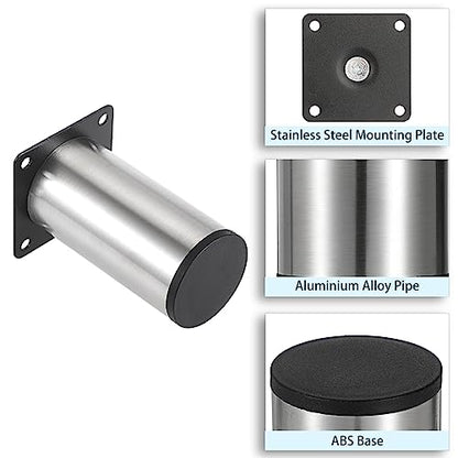 OwnMy 4PCS 4 Inch Stainless Steel Furniture Legs Feet Metal Chair Table Leg - color: Silver, size: 4 Inch