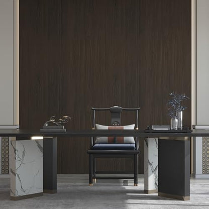 Walnut Contact Paper Dark Brown Wood Peel and Stick Wallpaper Extra Wide Thickened Wood Textured Wood Grain Sticker 48" X 394" - color: Dark Brown, size: 48" x 394"