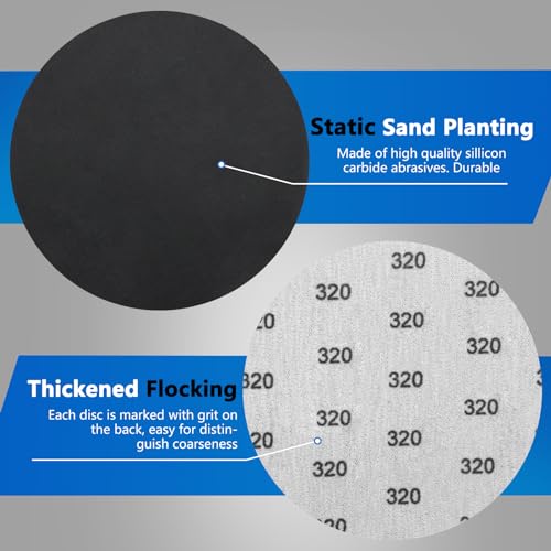 VIBRATITE 320 Grit 5 Inch Hook & Loop Sanding Discs, 70PCS - size: 5 Inch (320 Grit)