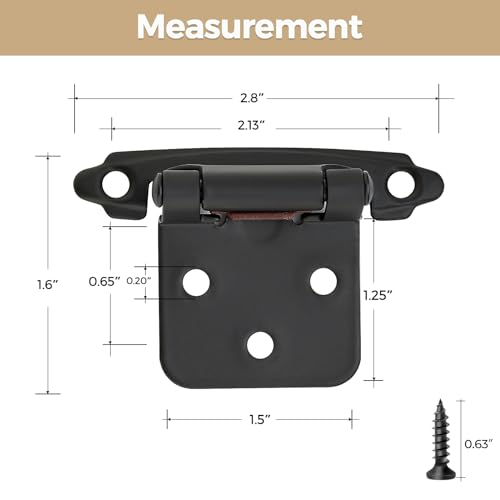 30 Pack 15 Pair Black Cabinet Hinges, 1/2" Overlay Semi-Concealed Hinges - color: Black, size: 1/2" Overlay