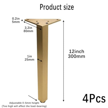 Geesatis 12" Adjustable Table Legs,4Pcs Aluminum Alloy Furniture Legs - color: Brushed Antique Gold, size: 12 In