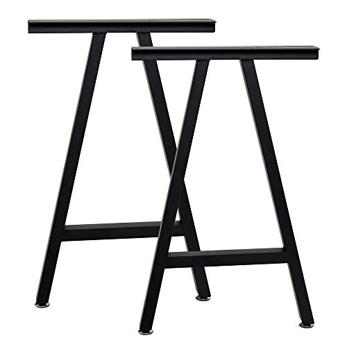 TIEOU Metal Legs for Table A Shape 28" H Tall Industrial Black Table Legs Heavy Duty Metal Desk Legs Set of 2(Without Boards) - size: A Shape-28"H
