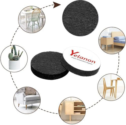 Felt Furniture Pads for Hardwood Floors Felt Pads for Chair Legs Yelanon - size: 24 pcs Black Round