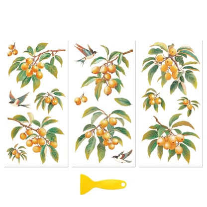 Peacoblue Chinese Aesthetic Loquat Rub On Transfers for Furniture 6"x12" - style: Chinese Aesthetic Loquat