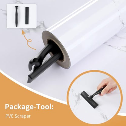 Glossy Marble Contact Paper Peel and Stick Wallpaper 17.7"x394" White - color: White, size: 17.7"W x 394"L