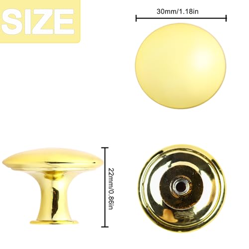 20 Pack Golden Plated Kitchen Cabinet Knobs Round Drawer Pulls - color: Golden Plated