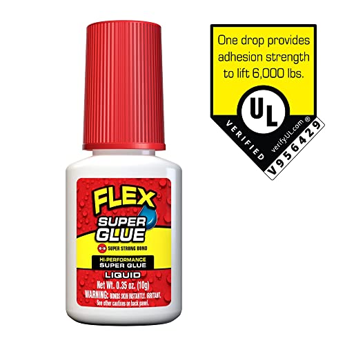 Flex Super Glue Liquid, 10 Gram Brush-On Bottle, 1-Pack, Clear, Instant Bond, Quick Dry, Cyanoacrylate Adhesive, Precision Brush for Wood, Metal, Plastic, Crafts, Ceramic, and Toy Repairs - size: 1-Pack, style: Liquid 10 Gram Brush Top