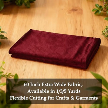 Burgundy 2‑Way Stretch Velvet Fabric 1 Yard 60 Inch Wide - color: Burgundy, size: 1 Yard
