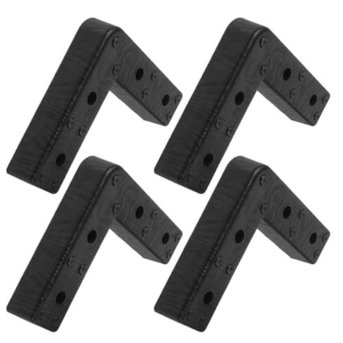NUOBESTY 4pcs Black Plastic L-Shaped Furniture Legs for Sofa and Bed - size: 16.50X16.50X3.50CM