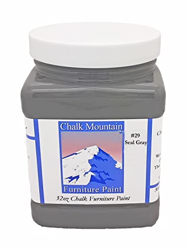 Chalk Style All-in-One Paint: Eco-friendly, matte finish for furniture, home decor, cabinets, and crafts. Low voc and odor. 32 Fl oz #29 Seal Gray