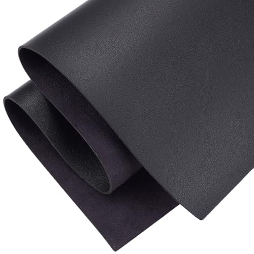 23.7 x 13.01 Inch Flawless Pieces Square Leather Sheet Leatherette Litchi Tooling PU Leather Sheet Solid Color Synthetic Fabric Roll for DIY Earrings Bows Crafts Making(Black) - color: Black