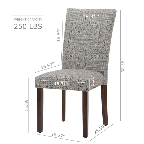 COLAMY Upholstered Parsons Dining Chairs Set of 4, Fabric Dining Room Kitchen Side Chair with Nailhead Trim and Wood Legs - Boho - color: F-boho, size: Set of 4