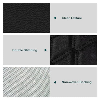 Vinyl Faux Leather Quilted Fabric With 0.27"Foam Backed,Black(Black Thread) - color: Black(black Thread), size: Style-B