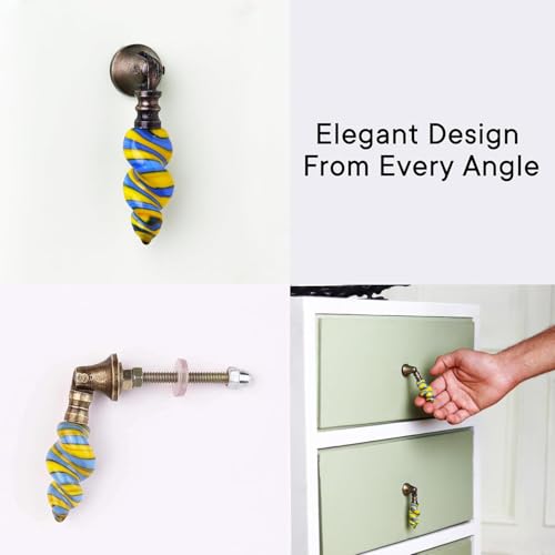 Indian Shelf 6 Piece Tear Drop Dresser Knobs for Drawer Cabinet - color: Colourful Twist, size: 6 Knobs