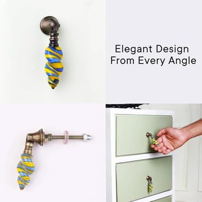 Indian Shelf 6 Piece Tear Drop Dresser Knobs for Drawer Cabinet - color: Colourful Twist, size: 6 Knobs
