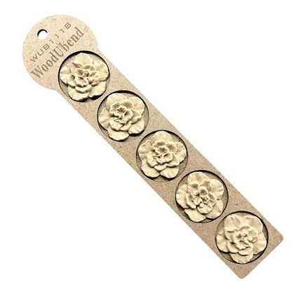 WoodUbend WUB1118 Soft Petalled Flowers Appliques - Heat Bendable & Flexible Wood Onlays 4x4cm - DIY Craft, Furniture & Home Decor - Easy to Apply & Paint - Versatile & Reusable Decals (5 Pack) - size: WUB1118
