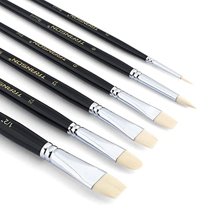 Transon Paint Brush Set 6pcs Art Painting Flexible Bristle for Acrylic Watercolor Gouache Oil Leather Canvas and Face Painting (Pack of 2) - size: size 2 (Pack of 2)