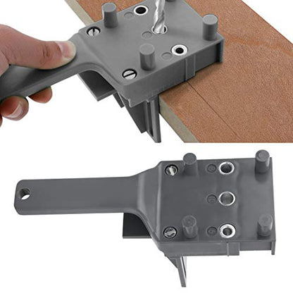 Handheld Dowel Jig Kit - Hole Drill Guide Kit with 6,8,10mm Bits - color: Gray