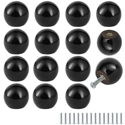 FoDau770 Round Ball Wood Knobs, 1" Diameter - Black - 30 Pieces - color: Black, size: 1 Inch