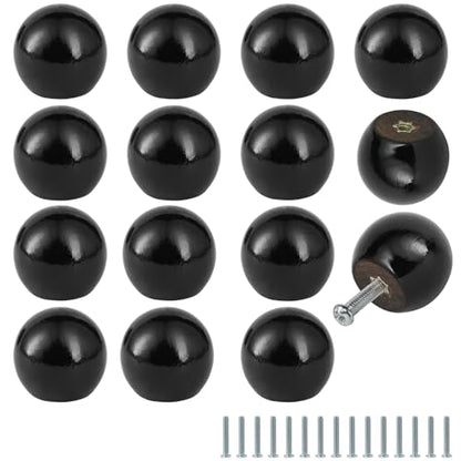 FoDau770 Round Ball Wood Knobs, 1" Diameter - Black - 30 Pieces - color: Black, size: 1 Inch