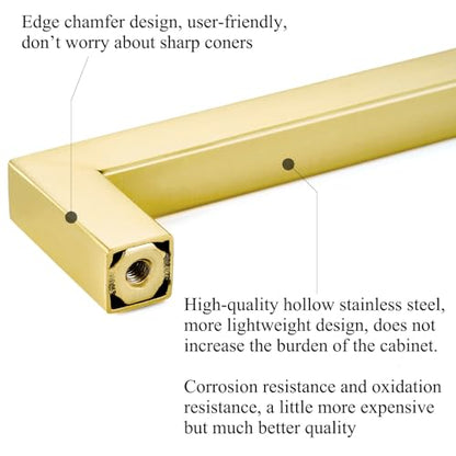 30 Pack 5 Inch Hole Center Brushed Brass Stainless Steel Square Cabinet Pulls Brushed Gold Cabinet Handles Drawer Handles Cupboard Handles - color: Brushed Gold, size: 5 inch hole center (128mm)