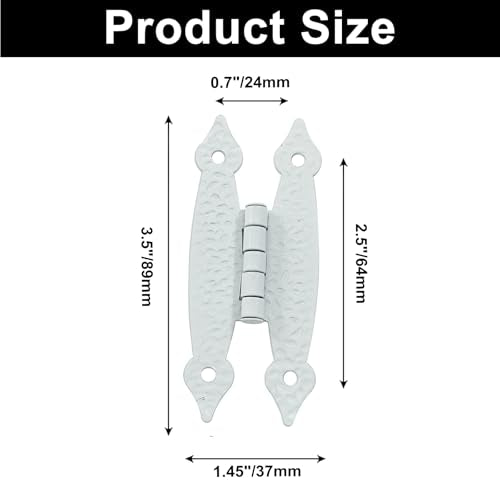 Murtenze 3.5 Inch White Antique H Hinges, 12 Pack - color: White-12PCS