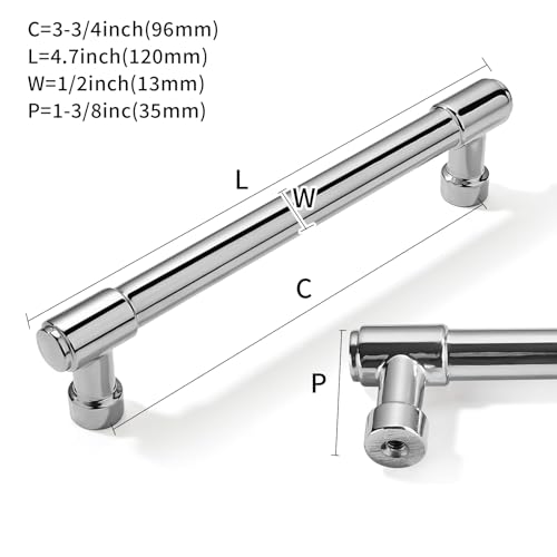 10 Pack Polished Chrome Cabinet Pulls, 3-3/4 Inch(96mm) Hole Centers Cabinet Handles Kitchen Hardware for Cabinets and Drawer - color: Polished Chrome, size: 3-3/4"(96mm) hole center