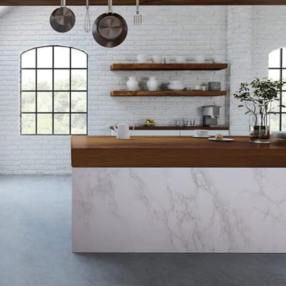 Marble Contact Paper White Peel and Stick Wallpaper for Kitchen Countertop - color: Gray/White, size: 15.7" x 472.4"