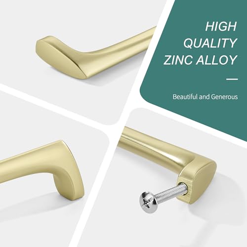 AVICCI 5 Pack Cabinet pulls-7.5"/192mm Brushed Gold Modern Drawer Handles for Kitchen Cabinet Handles Batheroom Drawer Dresser Furniture Handware - color: Brushed Gold, size: 7.5"(192mm)Hole Center-5Pcs