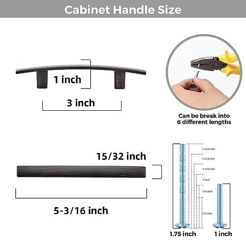 30 Pack Oil Rubbed Bronze Cabinet Handles, 3" Hole Center Curved Pulls - color: Oil Rubbed Bronze, size: 3" Hole Center