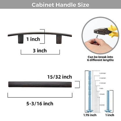 30 Pack Oil Rubbed Bronze Cabinet Handles, 3" Hole Center Curved Pulls - color: Oil Rubbed Bronze, size: 3" Hole Center