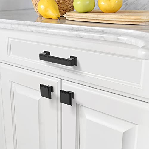 Amerdeco 10 Pack Matte Black Cabinet Pulls 3 Inch(76mm) Hole Center Kitchen Cabinet Handles Cabinet Hardware for Bathroom Drawer Pulls ZH0001 - color: Matte Black, size: 3" hole center, style: 10 Pack