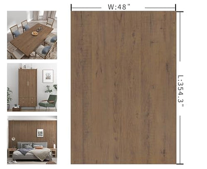 Boobest Extra Wide 48"x354" Dark Wood Contact Paper Brown Wood Vinyl - color: Brown, size: 48" x 354.3"