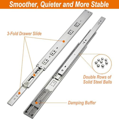 OCG Soft Close Drawer Slides 22 Inch (5 Pairs), Full Extension Ball Bearing Side Mount Drawer Slides for Cabinets with Face Frame, with Rear Mounting Brackets - size: 22 inch (5 pairs)+brackets