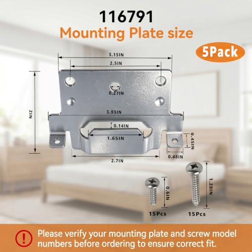 5 Pack 116791 Mounting Plates Compatible with IKEA Bed Frame Brackets