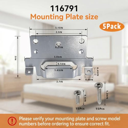 5 Pack 116791 Mounting Plates Compatible with IKEA Bed Frame Brackets