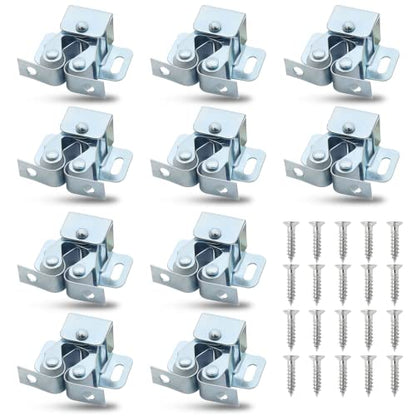 12 Pcs Double Roller Catch Cabinet Latches, Silver